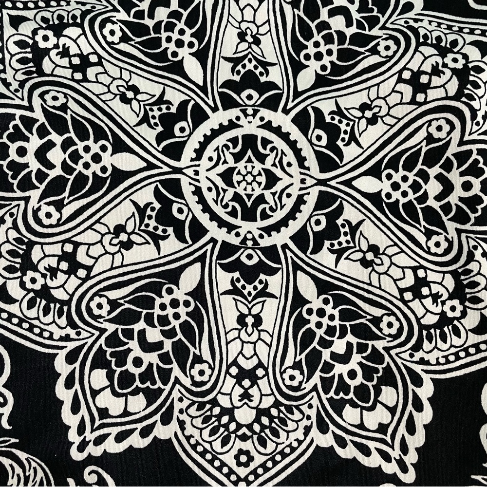 Floral Black & White Blouse - Boho floral print long sleeve 3/4 sleeve sz S - Picture 5 of 6
